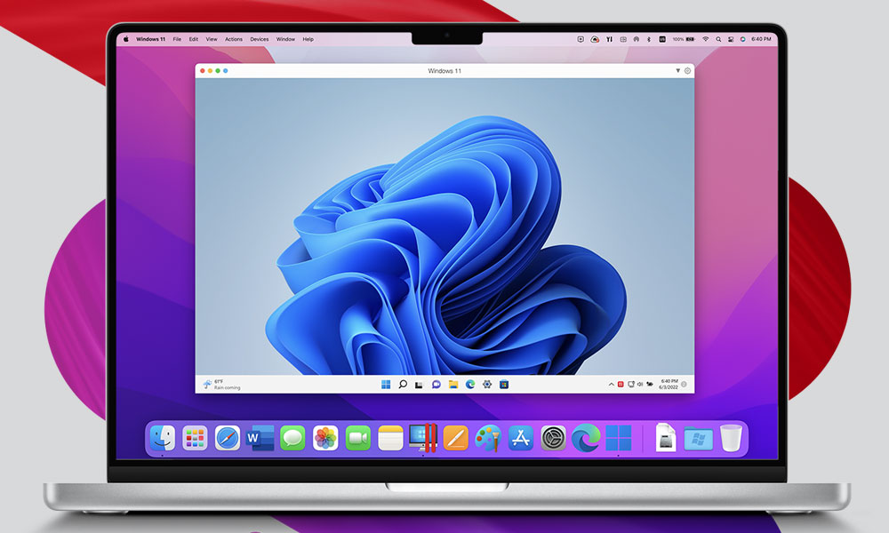 Paralles running Windows 11 on a Mac computer